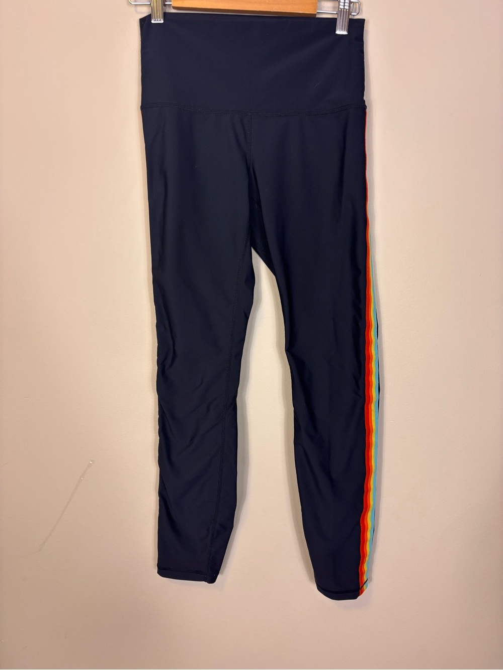 Spiritual Gangster Navy Leggings with Rainbow Side Stripe Women’s Small
